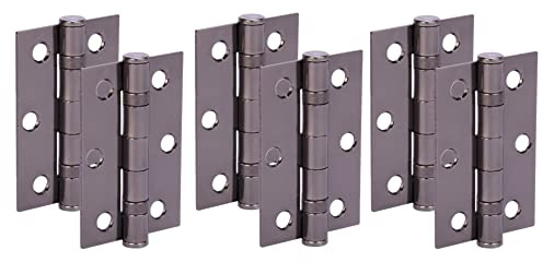HANDLEZONE® Door Hinges 3 Pairs 76mm / 3 inch Ball Bearing, with Screws - Black Nickel