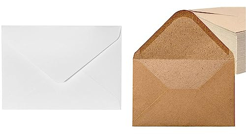 Noa Home Deco Umschläge 100 Stück DIN C6, 11.4 x 16.2 cm, 130 g/m² Briefumschläge Kuvert Briefkuvert Briefhülle & Kraftpapier Umschläge 100 Stück 130 g/m² Briefumschläge Kuvert Briefkuvert Briefhülle