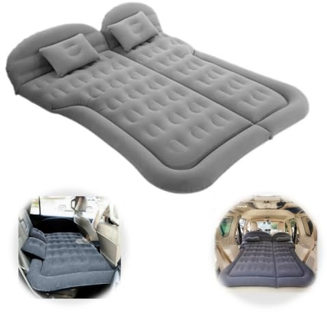 Liphier SUV Air Mattress Camping Bed Car Inflatable Mattress for Truck Backseat - Foldable Air Mattress with Flocking Surface and Pillows Portable Air Bed for Home Tent Camping Travel - Grey
