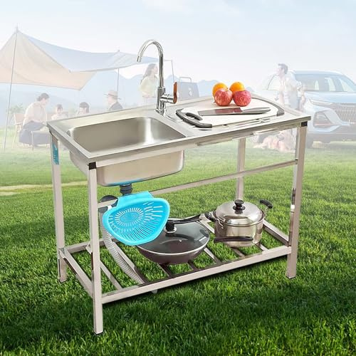 Lavello Da Cucina Da Giardino Esterno, Lavello Commerciale in Acciaio Inossidabile con Rubinetto Freddo Singolo, Lavabo di Utilità, Facile Da Montare, Per Garage, Ristorante, Lavanderia (Size : 75x40