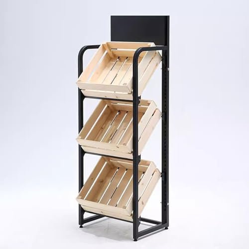 Estantes para Fruta Organizador de Frutas Minoristas de Servicio Pesado, Cesta de 3 Niveles de Madera Maciza para Chips de Almacenamiento, Candys, Juguetes, Soporte de Concesión Multipropósito, (Colo