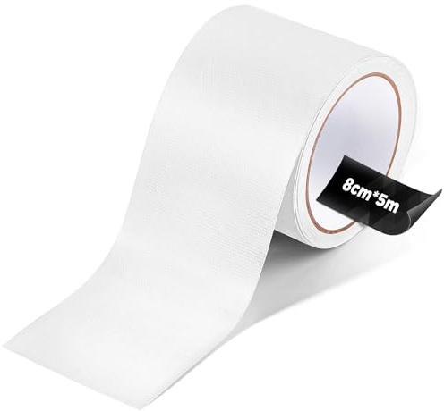 ecooe PVC Planenband Weiß 5m x 8cm, Reparaturklebeband für Zelt & Markise | Reißfestes PVC Reparaturband, Wasserfest klebend für LKW Abdeckplane, Pavillon, Markise & Zelt