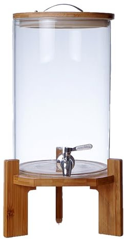 NJDQFA Drink Dispenser,Glass Drinking Dispenser with Lid,Lemonade Jar with Spigot,Glass Drink Dispenser for Fridge,Mason Drink Dispenser,for Parties,Bar,Wedding,And Barbecues,Bring support,7.5l