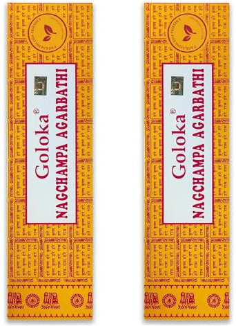 Varillas de Incienso Natural Goloka Nag Champa - 1 Paquete de 250 g (200 Varillas Aprox.) - Aromaterapia - Meditación - Yoga - Packaging EcoFriendly