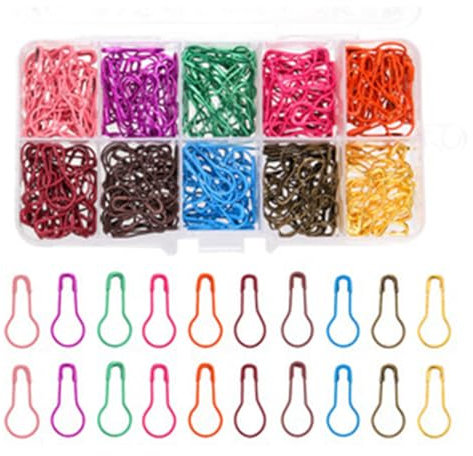 300PCS Sicherheitsnadel,Birne Pins,Calabash Pin mit Aufbewahrungsbox,10 Farben Maschenmarkierern,Metall Sicherheitsnadeln,Kürbis Pins,Birnenform Pins