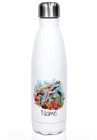 GRAZDesign Thermo Trinkflasche mit Namen personalisiert maritim Schildkröte Motiv Thermoflasche 500ml