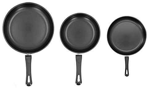 Jwthee Juego de 3 sartenes antiadherentes, pequeñas sartenes eléctricas de acero inoxidable para inducción, compatibles con inducción, color negro