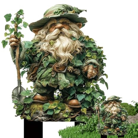 Garten-Dekostecker Märchenhafter Troll Mit Buch, Garten-Dekostecker Meditation, Outdoor Dekostecker Waldgeist, Dekorative Skulpturen Für Gärten, Dekorative Skulpturen, Terrassen-Dekorationen
