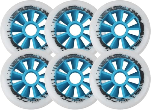 Inline-Skate-Ersatzräder für drinnen und draußen, 6 Stück, 90 mm/100 mm/110 mm, Inline-Skate-Rollen, 85 A, Rollschuh-Rad, Ersatzrolle (blau, 100 mm)
