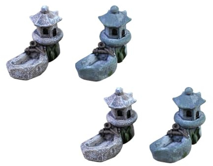 Toddmomy Adornos De Jardín De Hadas Miniatura 4 Piezas Piscina y Torre Resina Azul y Gris para Decoración De Micropaisajes En Mesa, Estantería y Jardín Exterior