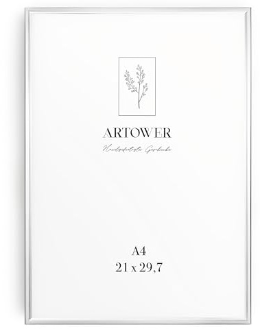 Artower® Bilderrahmen Silber Metall Dünner Rahmen für DIN A4 21 x 29,7 cm | Posterrahmen Groß für Collage | Picture Frame Metal 21x30 cm | Aluminium Schmal Bilderrahmen | Silver Poster Rahmen