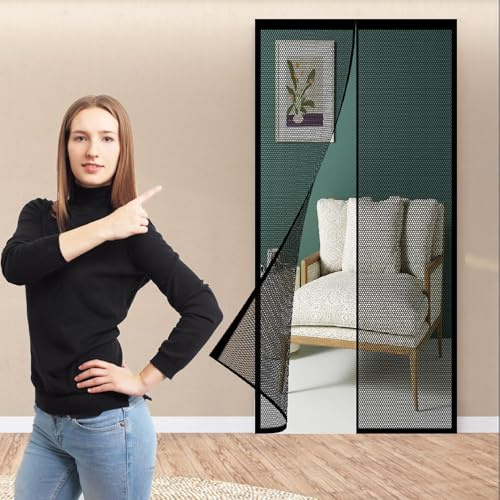 Moustiquaire Fenetre Magnetique 268 x 220 cm Moustiquaire Baie Vitree Coulissante Anti Insectes pour Couloirs Portes Patio, Noir