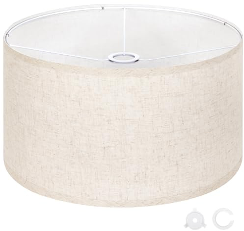 OUTON Beige Lampenschirm – Trommelform, 44,5 cm, 25,4 cm