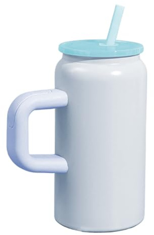 Knowlife Taza Térmica para Café - Termo Café con Asa 480 ml,Vaso de Acero Inoxidable con Pajita Portátil para Exteriores Traslados Senderismo Ciclismo Camping Gimnasio Coche