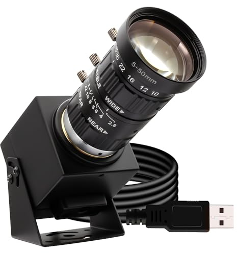 SVPRO Cámara USB de 48 MP con objetivo zoom de 5 a 50 mm, ultra alta definición, 8000 x 6000 Pro, cámara industrial, visión de máquina, cámara web para ordenador, Raspberry Pi