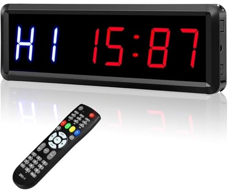 BAFEIYA Grande Orologio Digitale a LED di Grandi Dimensioni Timer da Palestra con Timer a intervalli LED remoto Conto alla rovescia/cronometro for Fitness in Palestra a casa