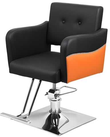 Fiauli Salon Sedia da parrucchiere stile contemporaneo girevole da salone idraulico con poggiatesta e poggiapiedi, altezza regolabile, capacità 150 kg (nero)