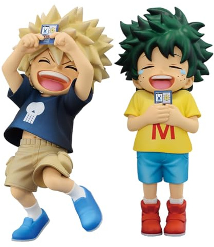 Jilijia MHA Izuku Midoriya Figura Anime Bakugou Katsuki Statua in PVC 11 cm Versione Carina dell'Infanzia che Ride Modello da Collezione per Ornamenti da Scrivania