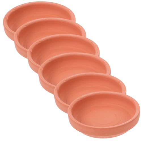 Kisangel Sottovasi in Ceramica Rossi per Piante in Vaso, Set da 6 Pezzi, Vassoi Raccogligocce per Fioriere da Interno, Piattini per Drenaggio e Cura delle Piante in Casa