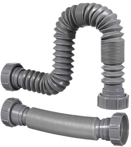 CHICAMPERA 2pcs Flexible Sink Hose Drain Extender, Expandable Plastic Sink Drain Hose for Home Kitchen Basins, Easy to Install, Returns to Original Shape