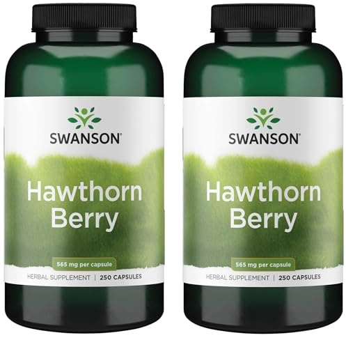 Swanson Hawthorn Berry Supplement- Antioxidant Flavonoids (250 Capsules, 565 mg Each) 2 Pack