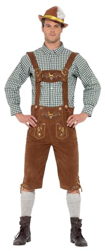 Smiffys Costume bavarese tradizionale deluxe Hanz, Verde, con costume tirolese e camicia Halloween