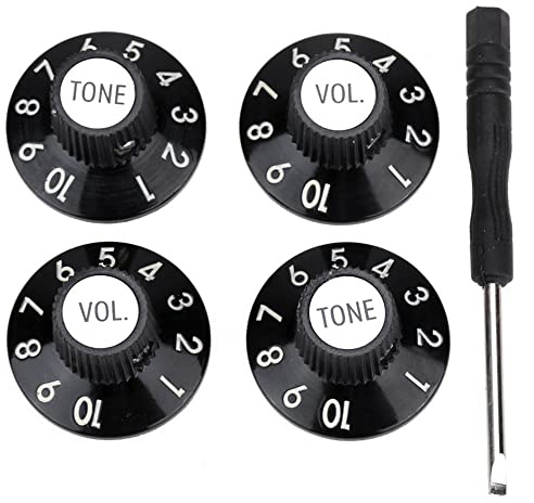 Musiclily Pro Imperial Zoll Größe Gitarren Verstärker Effektpedal 2 Tone 2 Volume Knöpfe Witch Hat Skirted Knobs Set,Schwarz