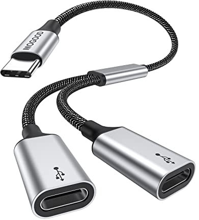 MOGOOD Cavo Splitter USB C Y (non per Monitor) USB C Maschio a 2 Femmina Convertitore Doppia Porta USBC Hub Adattatore Split per Laptop, PC, iPhone, MacBook
