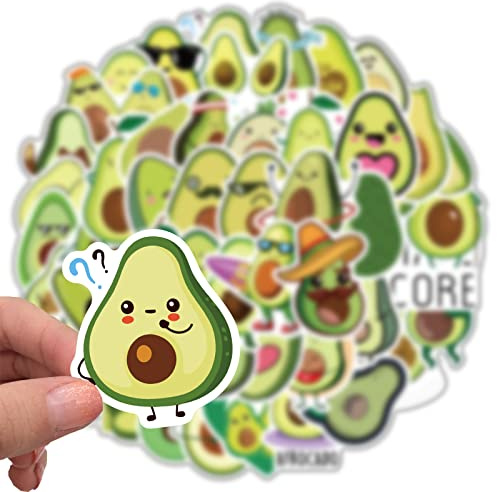 ZYMR Avocado Aufkleber Set - 50 Stück niedliche Avocado Obst Aufkleber, wasserdicht, für Wasserflaschen, Laptops, Handys, Fahrräder, Gepäck und mehr, verleihe deinen Gegenständen Stil und Spaß