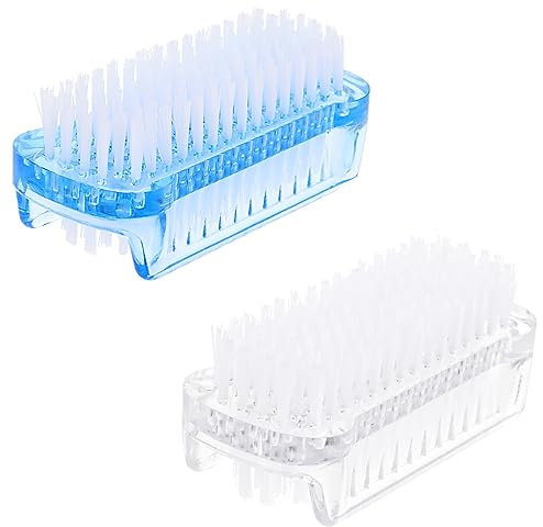WLLHYF Dual-Sided Nail Brush 2 Pcs - Soft Bristles Fingernail Scrub Brushes With Handle Grip for Toes and Nails Cleaning - Scrubber Kit for Men and Women