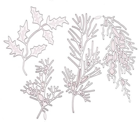 Stanzenshop Stanzschablone Vier Verschiedene Zweige, Baum, Ast, Blätter, Natur, Stanzformen, Schablonen, Scrapbooking, Kartenherstellung, DIY, Prägeschablonen