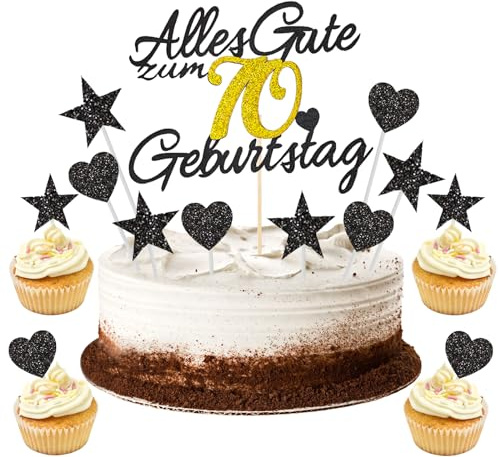 GoldRock 11 Stück Torten Deko für 70. Geburtstag Mann Frau, Alles Gute zum 70. Geburtstag, Cake Topper 70 Jahre