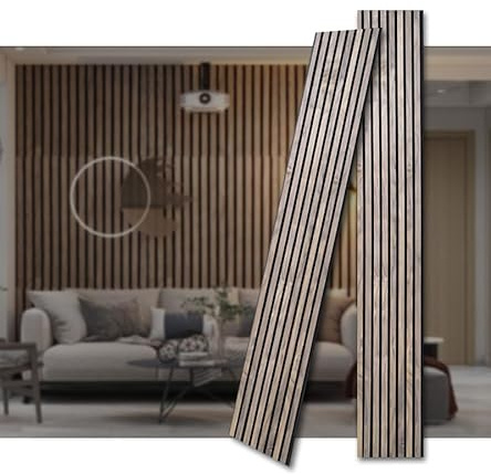 ARTSLAT 3D Fluted Sound Absorbing Acoustic Wood SLAT Wall Panels (94.48 * 23.62in. 2PCS Coverage), (Walnut)