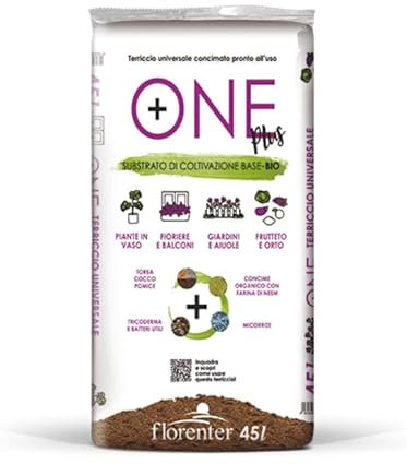 Terriccio universale Bio concimato di alta qualità pronto all'uso One Plus con Micorrize sacco da 45 litri Vivaio di Castelletto