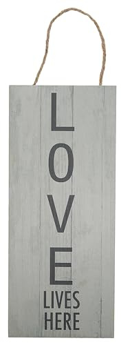 Pavilion - Love - 12 x 5 Decorative Hanger Garden Stake Hanging Rustic Wooden MDF Plaque Front Door Welcome Sign Apartment Warming New Home Housewarming Gift Indoor Outdoor Year-Round Decor
