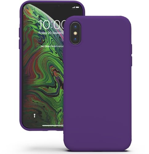 YATWIN Hülle für iPhone X/iPhone XS, Silikon Handyhülle mit Futter, 1mm Kamera und Displayschutz, Dünn & Leicht, Anti Kratzer Case, Viola