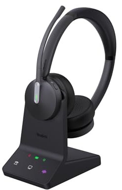 Yealink WH64 DECT & Bluetooth Dual UC Zoom Kabelloses Headset, On-Ear-Arbeitskopfhörer mit 3-facher Geräuschunterdrückung, 32 Stunden Sprechzeit, Klingelton, Büro-Headsets für Schreibtisch-IP-Telefon