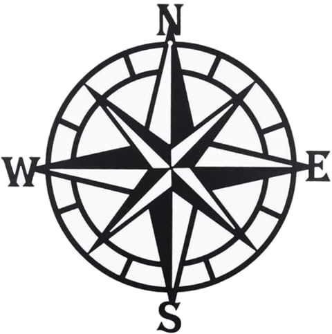 Huspox Metal Nautical Compass Wall Art Decor 40cm, Black