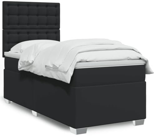 qohoio Boxspringbett mit Matratze Schwarz 80x200 cm KunstLED Bett Boxspringbett Bett Mit Matratze Polsterbett Schlafzimmer MöBeler - 3290696
