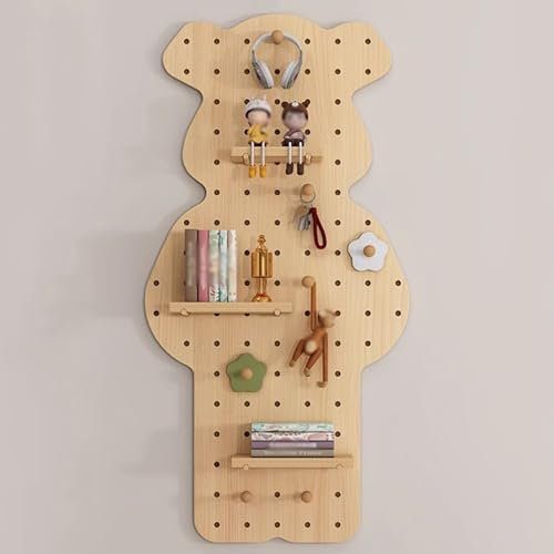 SCBTGKLN Pegboard, Atelier Garage, Panneau Porte Outils, Panneau Mural Outils, Rangement Mural Bureau, Panneau Perforé en Bois, Kits de Panneaux Perforés for Affichage Mural(Natural)