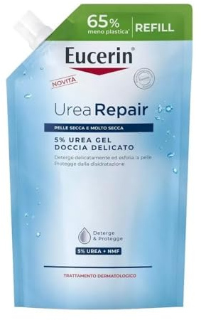 Eucerin Urea Repair Gel Doccia Delicato 5% Refill 400 ml, Ricarica di detergente corpo idratante ed esfoliante, Docciaschiuma con 5% Urea per un sollievo immediato, Bagnoschiuma per pelle molto secca