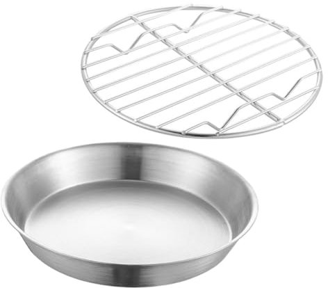 Mikinona Bandeja De Hornear Redonda De Acero Inoxidable con Rejilla De Enfriamiento Antideslizante Bandeja para Horno y Asar para Pasteles y Snacks Pequeños