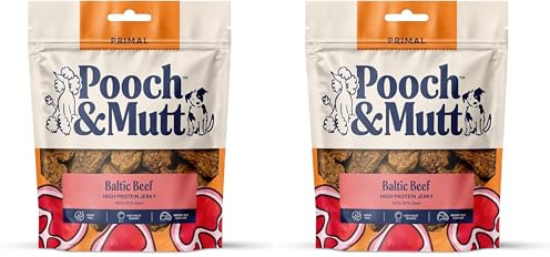 Pooch & Mutt - Meaty Jerky Treats, Grain Free Baltic Beef for Training Reward, Pack of 2x210g