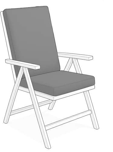 Crescent Textile Waterproof High Back Chair Cushion 96x41x5cm for Garden, Patio Chairs. Loungers, Recliner, Relaxer Durable & Comfy Seat Pads for Indoor/Outdoor Use, Foldable Seating Cushions (Gray)