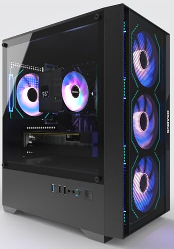 OKAMUS Gaming PC, i7 CPU, GTX 1660 Super 6GB DDR6 Graphics Card, 512 GB M.2, 16 GB RAM Pre-Built Computer, ARGB Fans x 4, Win 11 Home，WiFi 6 + BT 5.3, 550W PSU (GTX 1660S+512GB+16GB)