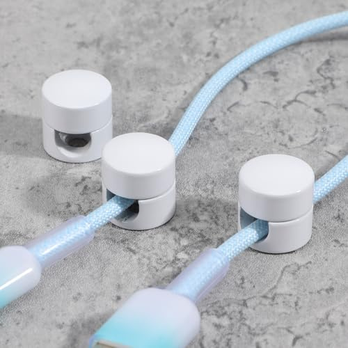 Cable Anchors Desk, 3 Sets White Adhesive Phone Charger Holders for Cords Adjustable Wire Organizers White Cord Management Clips Nightstand Office Swag Hook for Chandelier Ceiling Lights Cable