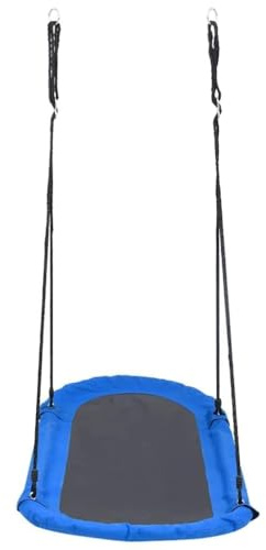 QUAHEAS Balançoire nid avec drapeaux, 165 x 70 cm, cadre de balançoire d'extérieur résistant aux intempéries en acier avec corde réglable, siège en polypropylène robuste pour enfants, jardin, aire de
