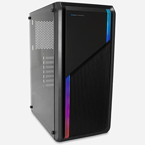 DeepGaming A230 Boîtier PC ATX et Micro ATX avec USB3.0, Panneau latéral en Verre trempé, supporte jusqu'à 6 Ventilateurs, Graphiques jusqu'à 275 mm, RVB, boîtier PC Gaming Couleur Noire