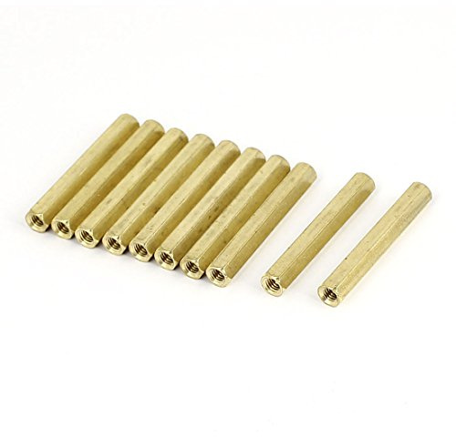 sourcing map 10 Stück M4 x 40mm Innengewinde Messing Sechskant Abstands Bolzen Mutter
