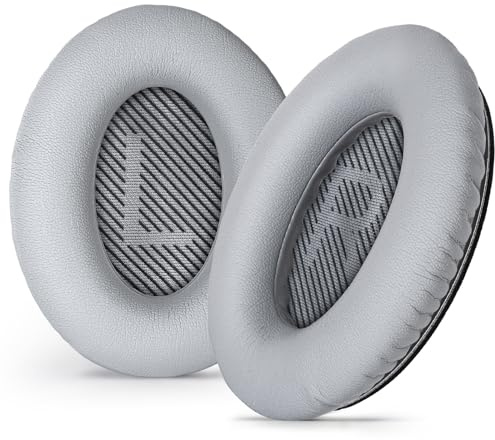 Aurivor Ersatz-Ohrpolster Ohrkissen für Bose QuietComfort QC 35 (ii) 25 15 2 Kopfhörer, Polster für QC35 (ii) QC25 QC15 QC2 SoundTrue SoundLink AE2|AE2i|AE2w Over-Ear Kopfhörer (Silber)